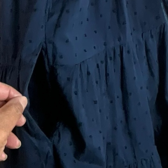 Abercrombie & Finch Baby Doll Puff Sleeve Swiss Dot Navy Blue Puff Sleeve Dress - Picture 8 of 12